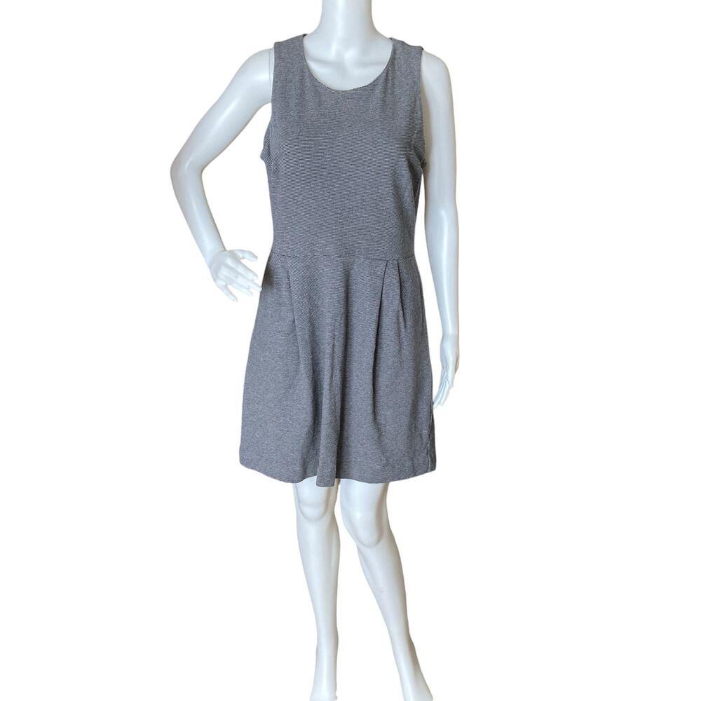 Madewell Pleated Knit Mini Dress Size M Gray 100% Cotton Pockets